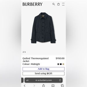 Burberry diamond quilted jacket sz lg